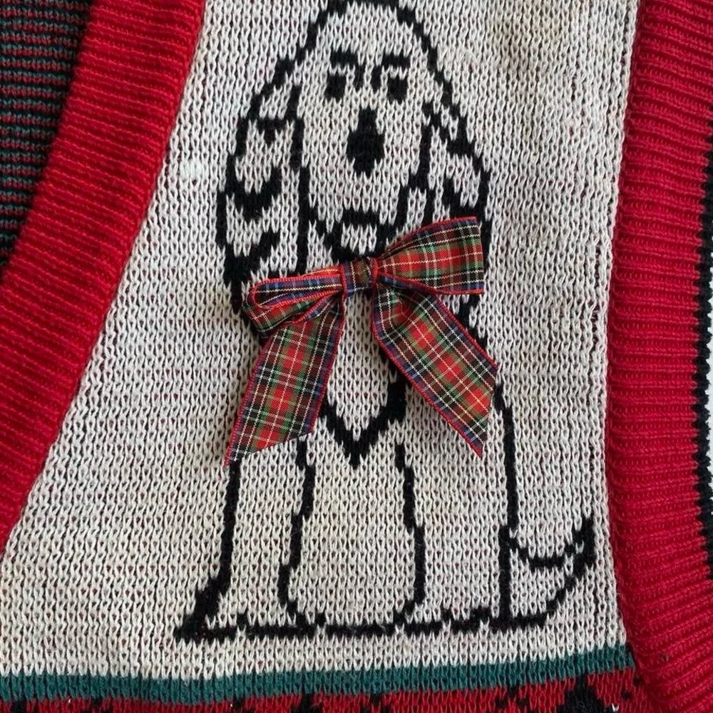 Vintage red argyle puppy dog knit vest